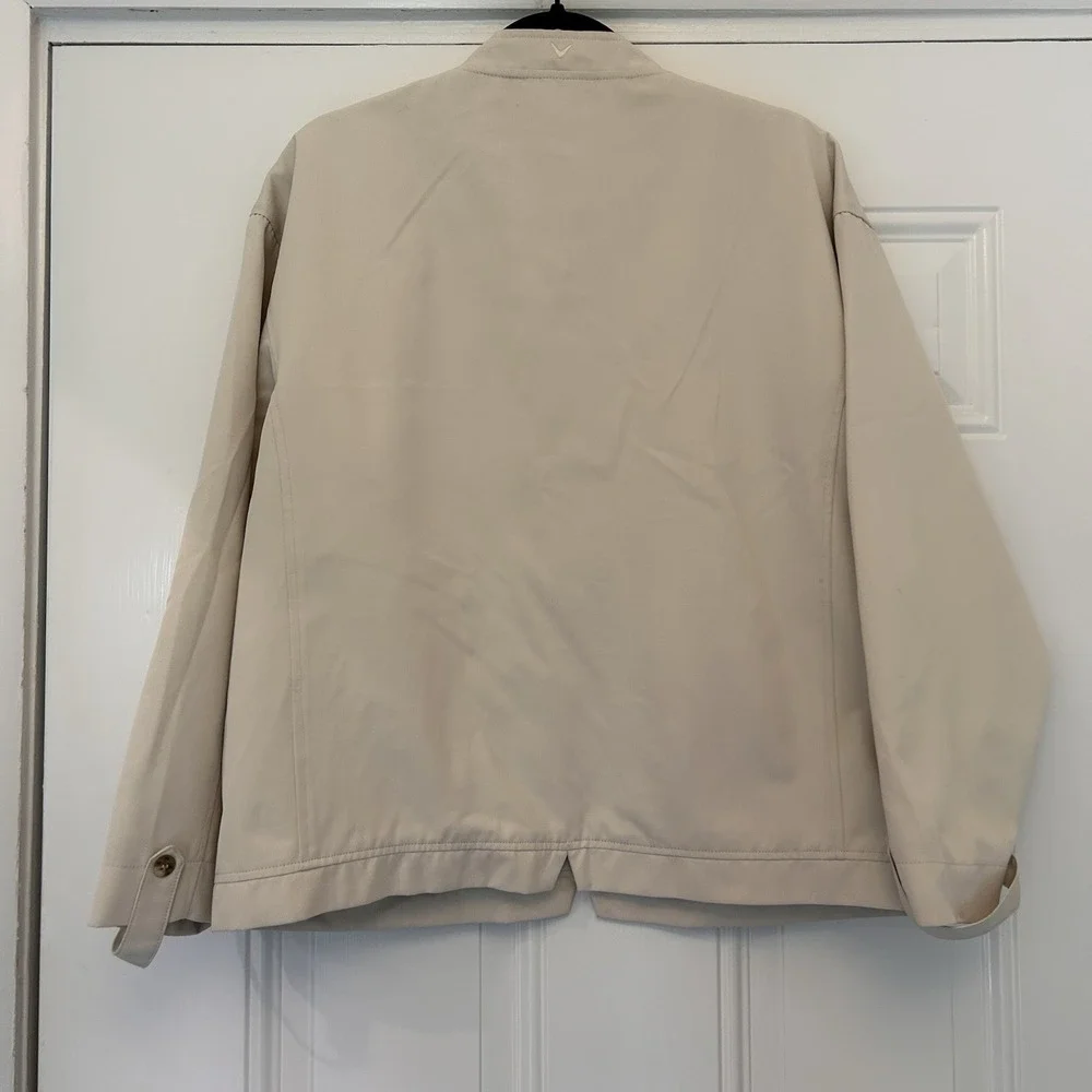 Callaway Jacket Mens Medium Tan Windbreaker Full Zip Mock Neck Outerwear Golf